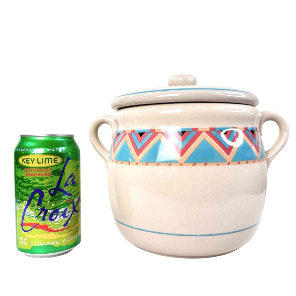 VTG Sango Stoneware Zuni‎ Cookie Jar Canister w/ Lid Southwestern 10/1988 #25247 - Picture 7 of 10